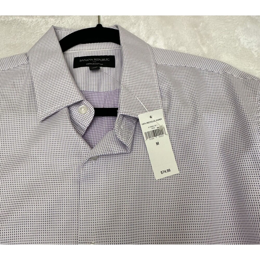 Banana Republic Mens Light Purple Premium Cotton Slim Fit Button Down Shirt Sz M